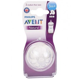 Avent Silicone Natural Teat 3 Holes Medium Flow - Pack Of 2