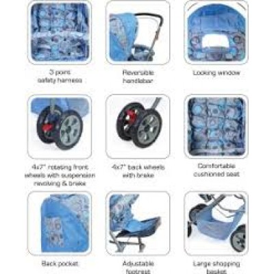 Luv Lap StarShine Stroller Cum Pram Blue