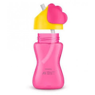 Avent Bendy Straw Cup Pink Yellow - 300 ml