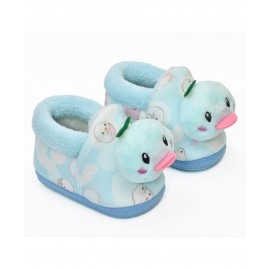 Funky Duck Design Furry Detail Booties - Blue 0 to 9 Months, Length - 12 cms, Breadth - 6 cms, Height - 7 cms, Super comfy footwear for your baby's feet. Keep your munchkin warm & cozy.