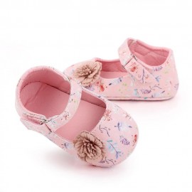 Newborn Baby Girls Shoes PU Soft Sole First Walkers Flower Print Pattern Princess Shoes Party Wedding Baby Girl Shoes 0-18M