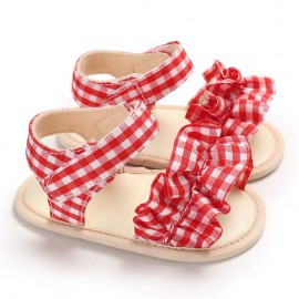 Cute Plaid Soft Rubber Sole Princess Sandals for Baby Infant Girls blue 12 cm inside length Beautiful accessories and decorations