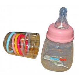 Mumlove Rattle Bottle PP Feeding Bottle 0m+ (Color May Vary) (80ml/3 oz) Pink