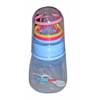 Mumlove Rattle Bottle PP Feeding Bottle 0m+ (Color May Vary) (80ml/3 oz) Blue
