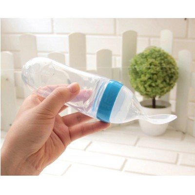 Baby World Store silicon baby food feeder bottle blue 