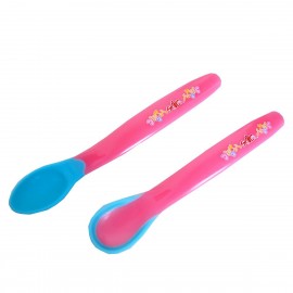 RIKANG- BABY HOT SAFE COLOURFUL SPOONS PACK OF 2pcs Pink
