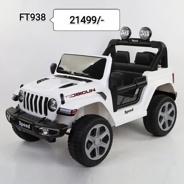 2v Electric Rechargeable Battery Operated Ride on Jeep for Kids with Music, Lights, Swing and Remote Control (White)