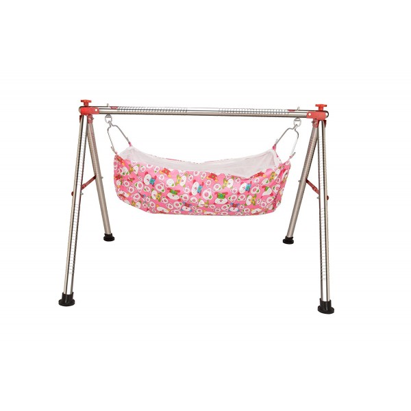 Lotus Stainless Steel Folding Baby Swing Cradle (Round Pipe)