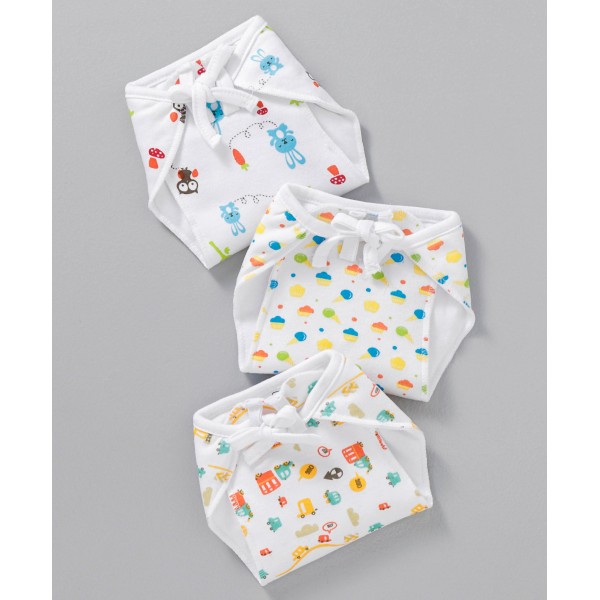Mee Mee Reusable Baby Cloth Nappies Pack of 3 Medium - Multicolour (Print May Vary)
