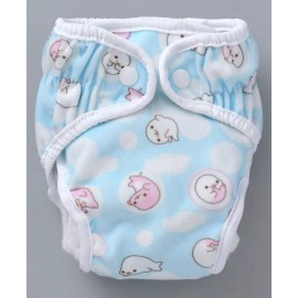 Paw Paw Reusable Small Diaper With Insert Walrus Print - Blue