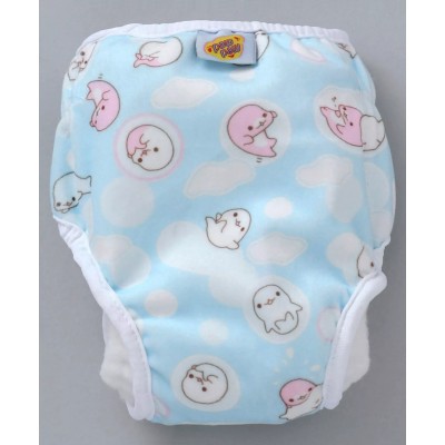 Paw Paw Reusable Small Diaper With Insert Walrus Print - Blue