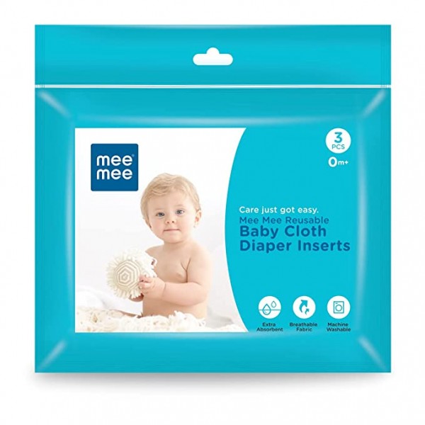 Mee Mee Reusable Baby Cloth Diaper Inserts | Washable Nappies for Cloth Nappies | Super Absorbent Nappy Pads (3 Pcs)