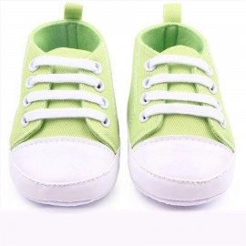 Baby World New Born Soft Shoes With Lace Green