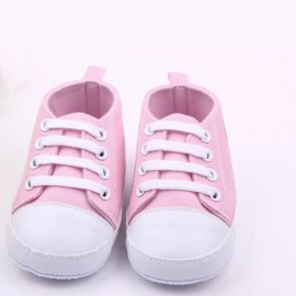 Baby World New Born Soft Shoes With Lace Pink