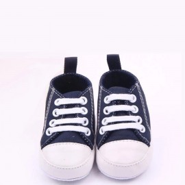 Baby World New Born Soft Shoes With Lace Navy Blue