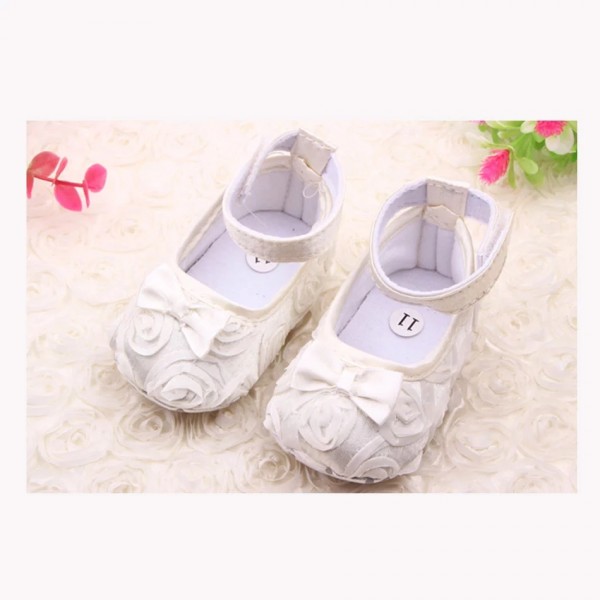 BABY WORLD INFANT FLOWER SHOES WHITE
