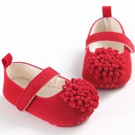 Baby World Fancy Flower Soft Shoes Red