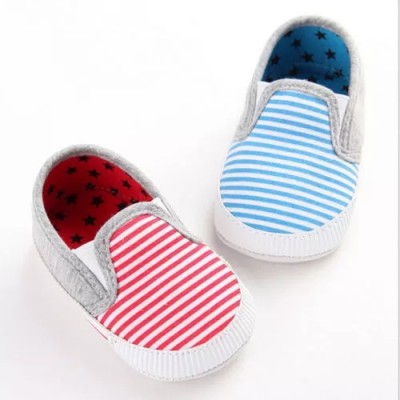 Baby World Stripe Print New Born Soft Shoes Blue