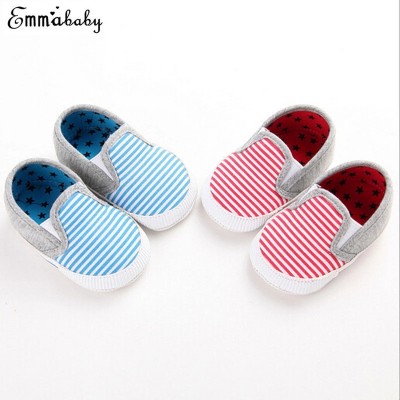 Baby World Stripe Print New Born Soft Shoes Blue