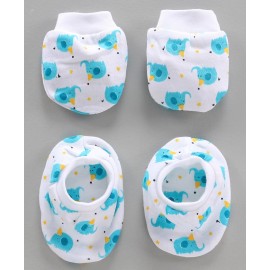Simply Mittens & Booties Printed - White 0 to 3 Months, Mittens Length 9 cm, Booties Length 10 cm,Warm and comfy sets for your lids