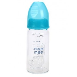 Mee Mee Premium Glass Feeding Bottle Blue - 125 ml