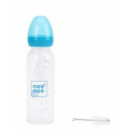 Mee Mee Polypropylene Baby Feeding Bottle With Spoon Blue - 250 ml