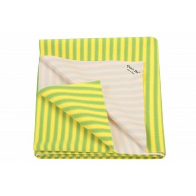 Quick Dry Cotton Baby Bed Protecting Mat Amazing Stripes Small(0.7m x 0.5m)  (Yellow, Green, Small)