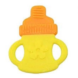 Baby World Store Semi Hard Silicone Teether orange bottle shape