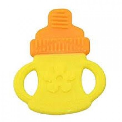 Baby World Store Semi Hard Silicone Teether orange bottle shape