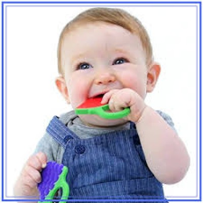 Baby World Store Semi Hard Silicone Teether Red watermelon shape