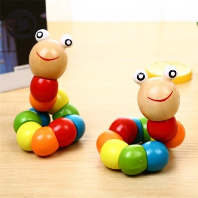 Baby World Store multi-color Baby Wooden Caterpillar Toy (2pc)