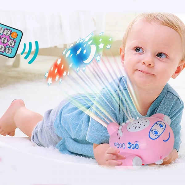 Baby World Store remote control music and lights baby cot projector Pink