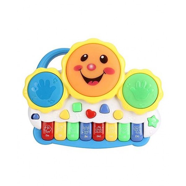 Baby World Drum key board With Flashing Lights and Melodious Music - Multicolor