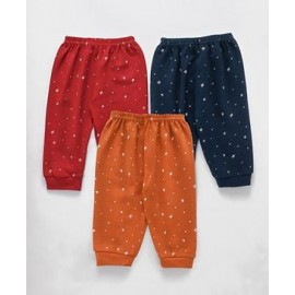 Zero Full Length Lounge Pants Star Print Pack of 3 - Navy Red Orange