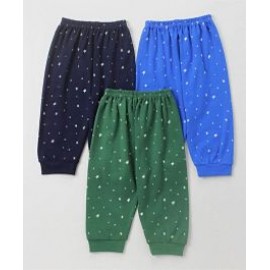 Zero Full Length Lounge Pants Star Print Pack of 3 - Navy Blue Green Royal Blue