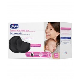 Chicco Abosorbent Anti Bacterial Breast Pads Black - 60 pieces Valuable aid to keep your breast's skin dry and feel comfortable