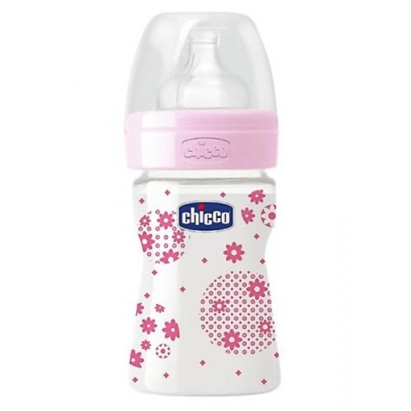 Chicco Well Being Polypropylene Feeding Bottle Pink - 150 ml