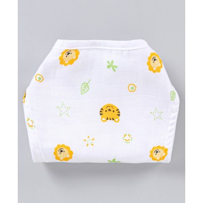 baby world  Extra Soft Organic Cotton Muslin Pack Of 4 Star & Watermelon Print Nappies - White
