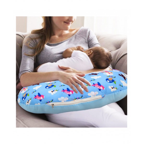 Multipurpose Baby Feeding Pillow Nursing Cum Maternity Pillow - Blue 0 to 12 Months, L 65 (adjustable) x B 30 x H 12 cm, Support pillow for proper latch-on and breastfeeding in comfort and security