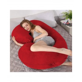Ultra Soft C Shaped Pregnancy Pillow - Red L 121.9 x B 68.6 x H 17.8 cm, Support body pillow for pregnant women with zippered cover premium