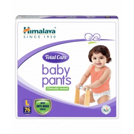 Himalaya Herbal Total Care Baby Pant Style Diapers Large - 76 Pieces 9 to 14 Kg, 9 to 18 Months, With anti rash shield, rapid absorption, leakproof, & silky soft inner layer