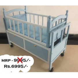 Baby World Wooden Cradle With Large Storage With Wheels