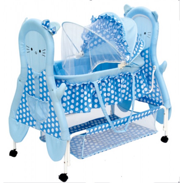 Baby World Fancy Cradle With Mosquito  Net  Blue