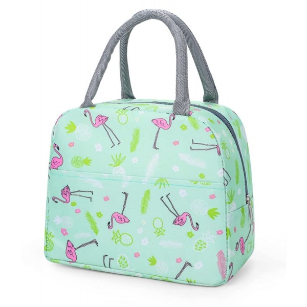 Insulated Lunch Bags Small for Women Work,Student Kids to School,Thermal Cooler Tote Bag Picnic Organizer Storage Lunch Box Portable and Reusable... Colour:Green Flamingo