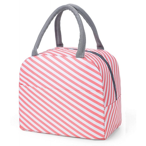 Insulated Lunch Bags Small for Women Work,Student Kids to School,Thermal Cooler Tote Bag Picnic Organizer Storage Lunch Box Portable and Reusable... Colour:Pink Stripes