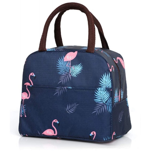 Insulated Lunch Bags Small for Women Work,Student Kids to School,Thermal Cooler Tote Bag Picnic Organizer Storage Lunch Box Portable and Reusable (Blue Flamingo)