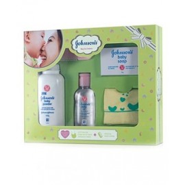 Johnson's baby Care Collection With Organic Cotton Bib & Baby Comb - 5 Gift Items