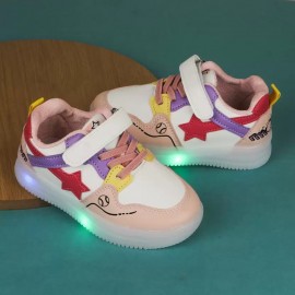 velcro LED shoes wht n peach 