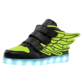 Hopscotch Boys and Girls Thermoplastic Rubber Wings High Top USB Rechargeable Sneakers in Green Color