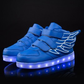 LED Light Up Shoes with Wings Fashion Sneakers for Boys Girls High Top Lighting School Sports Shoes for Junior